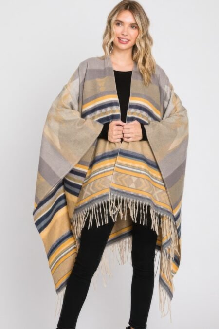 aztec pattern fringe ruana