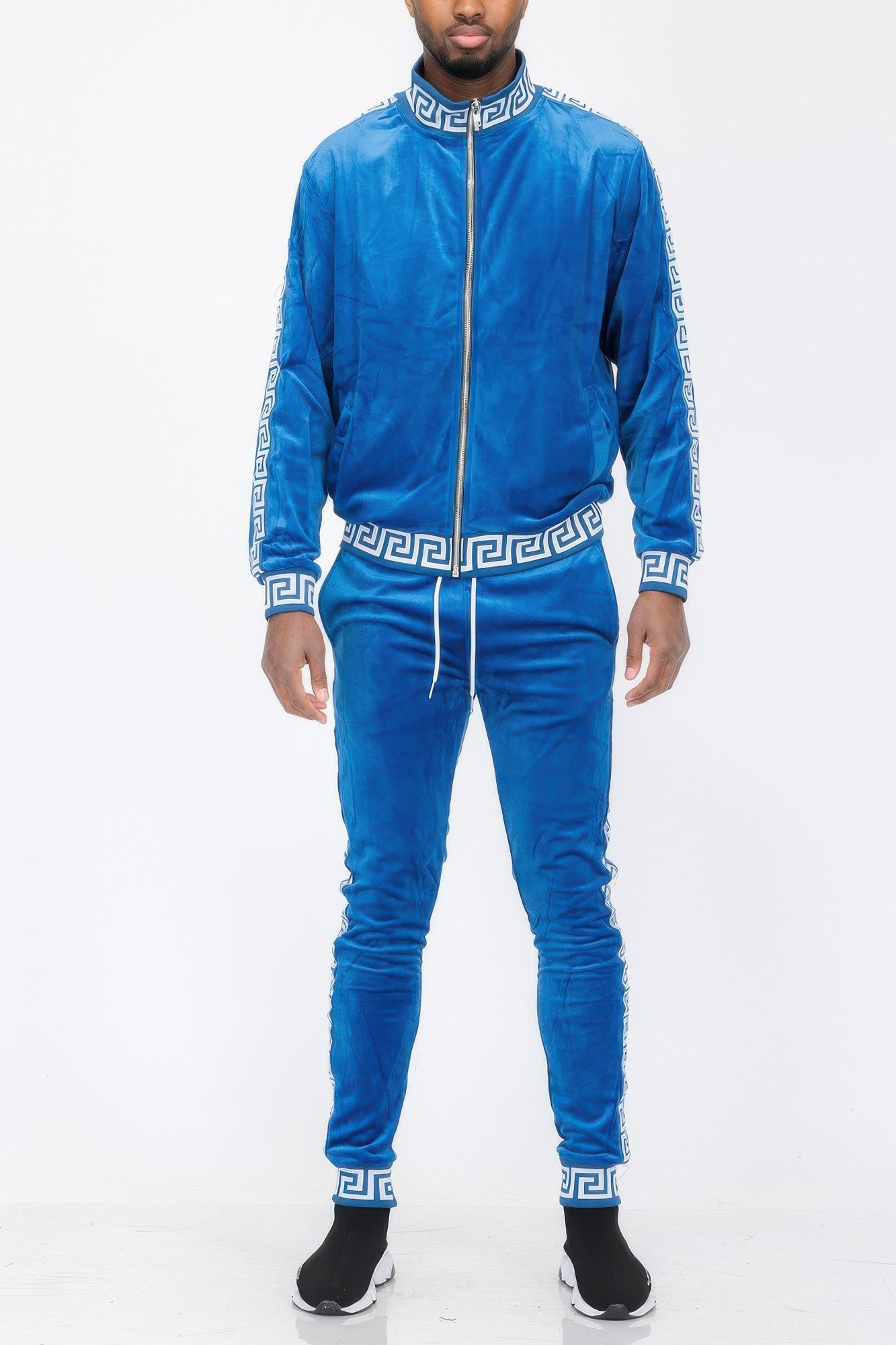 track set velour status print suit