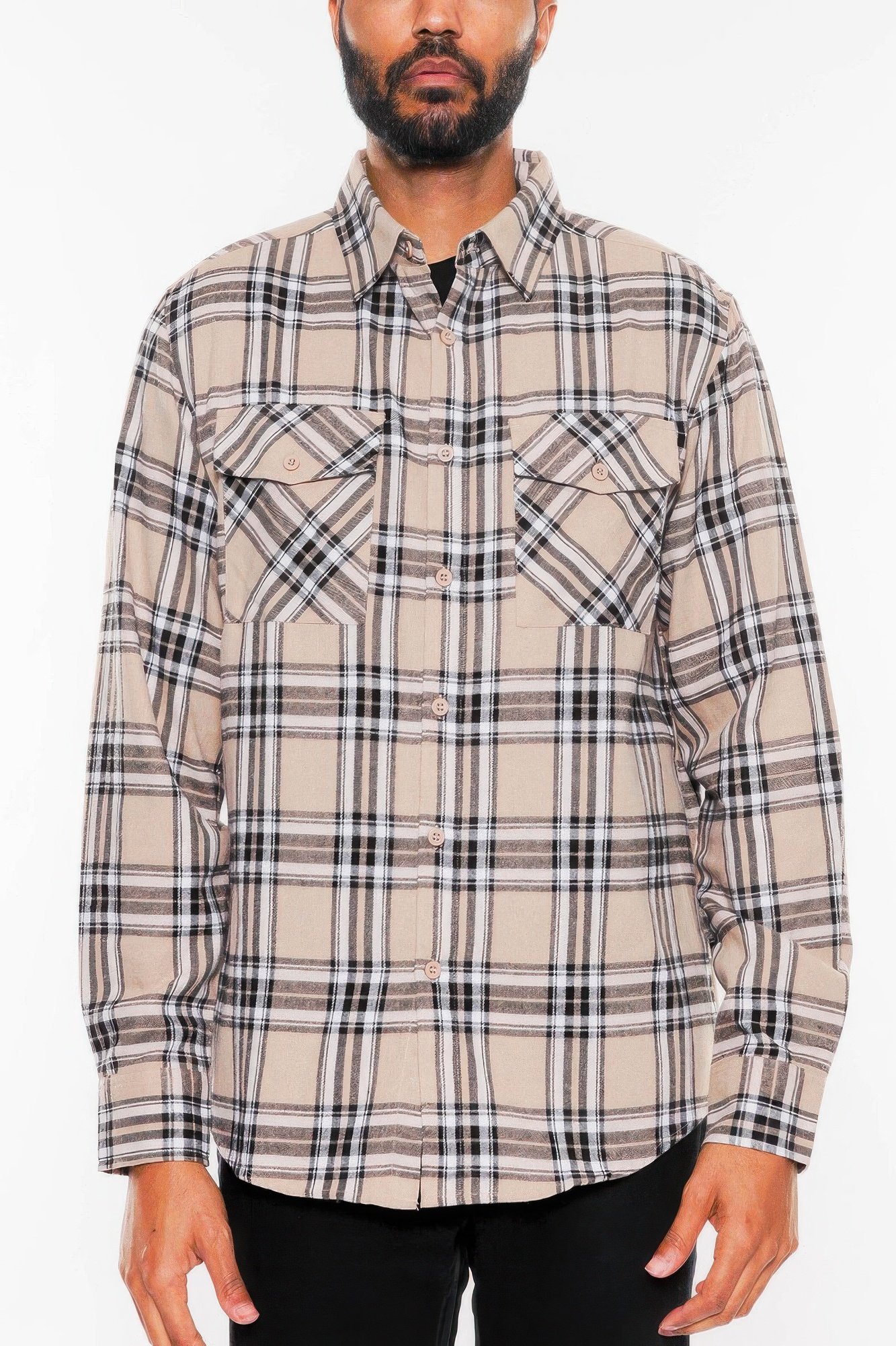 long sleeve flannel full plaid checkered shirt