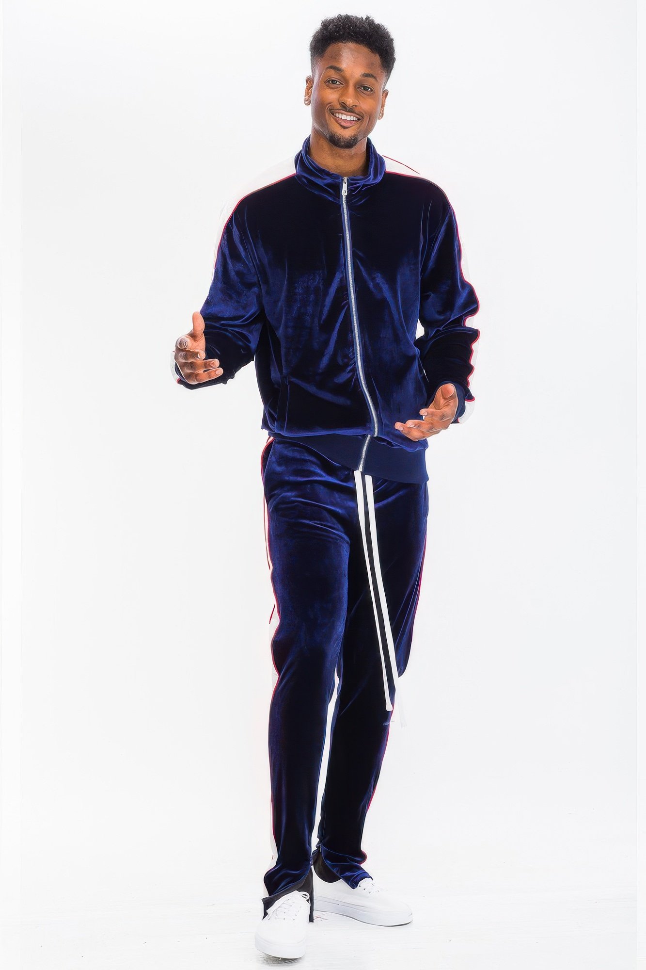 mens velour track jacket and track pant set