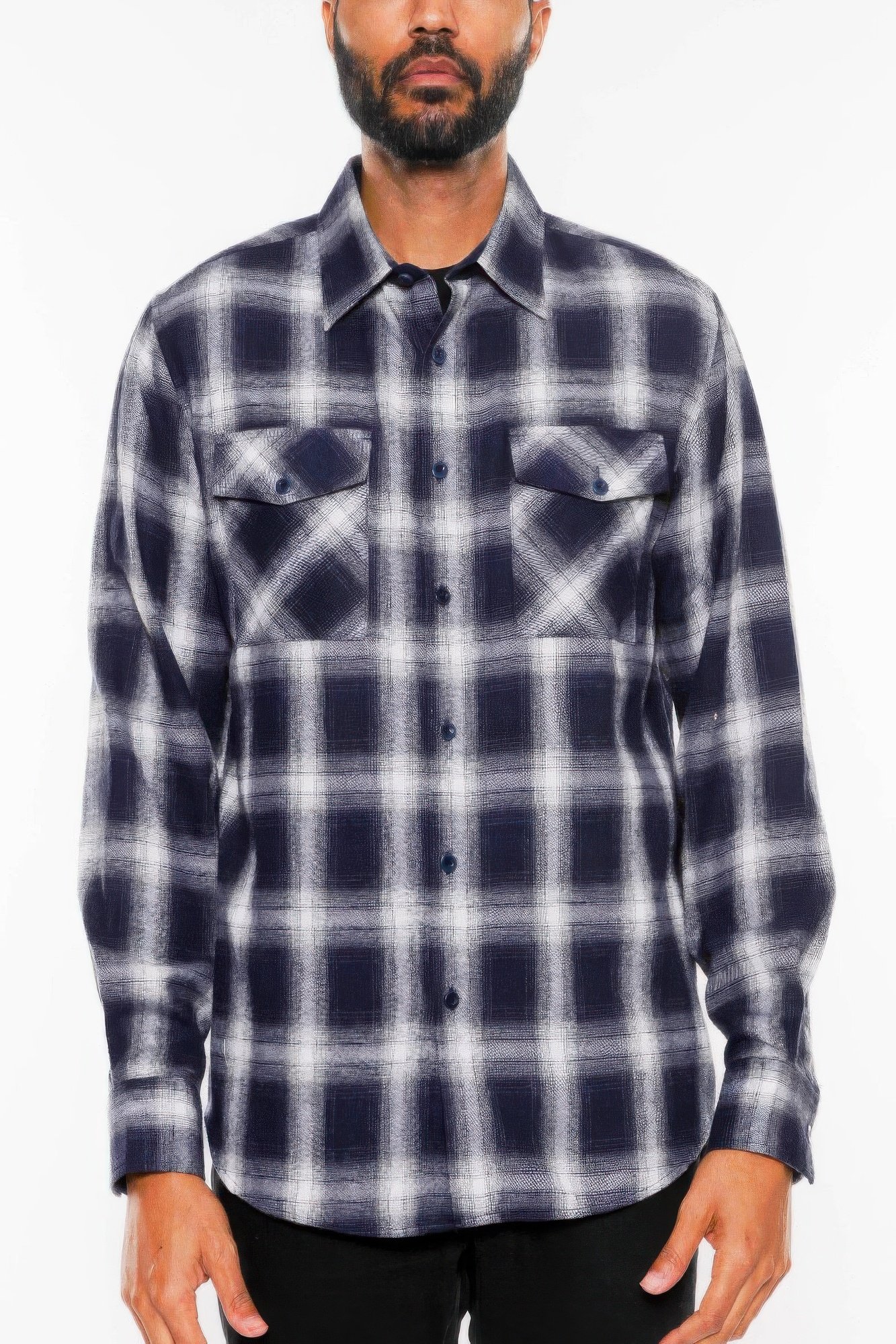 full plaid checkered flannel long sleeve