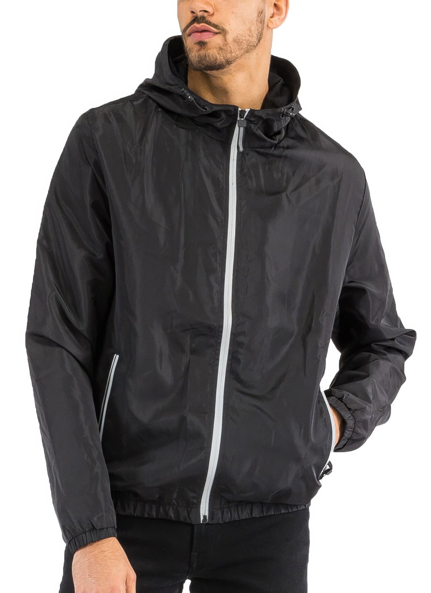 light weight hooded water proof reflective jacket