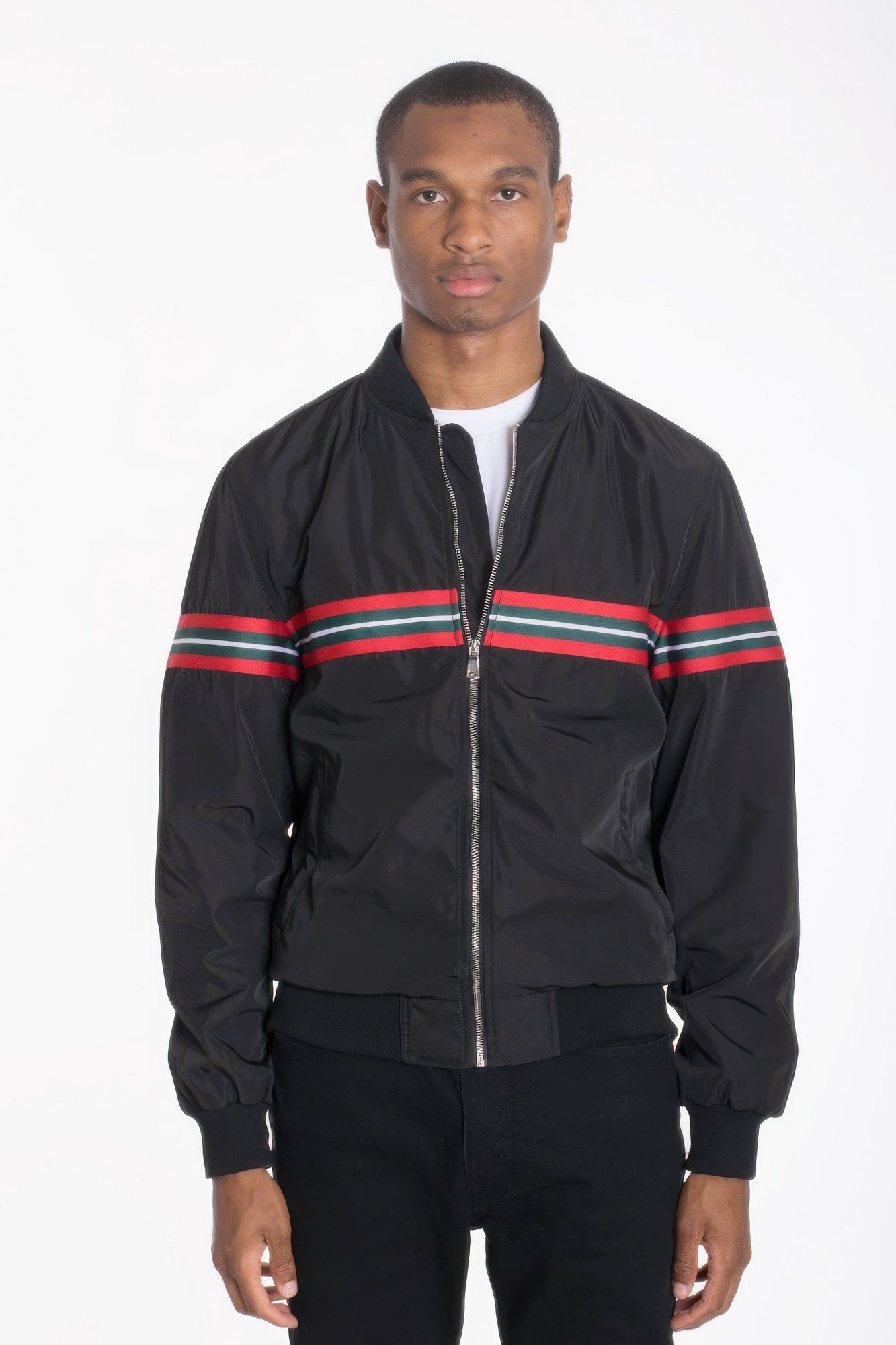 luxury woven taped bomber jacket