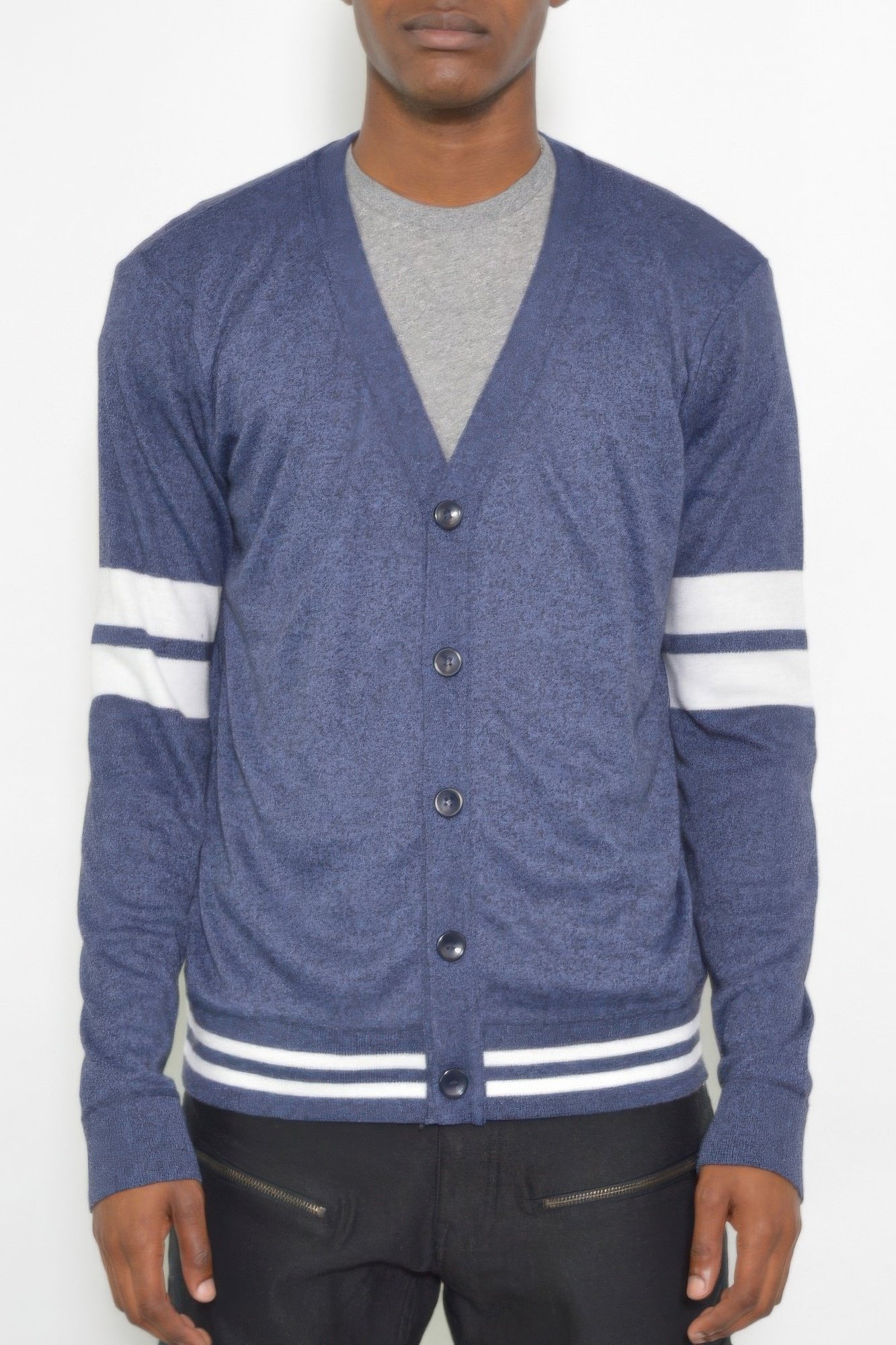 mens two stripe button cardiganirt