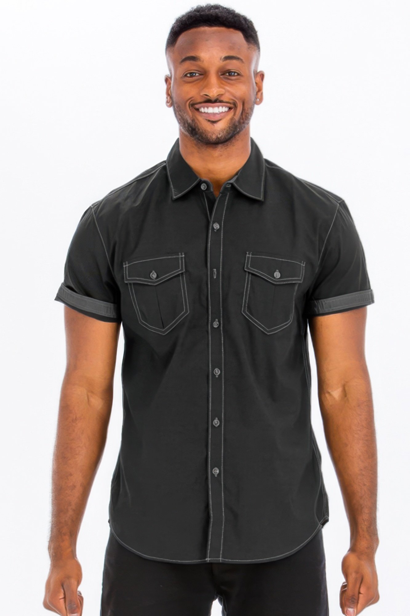 outline stitch short sleeve shirt