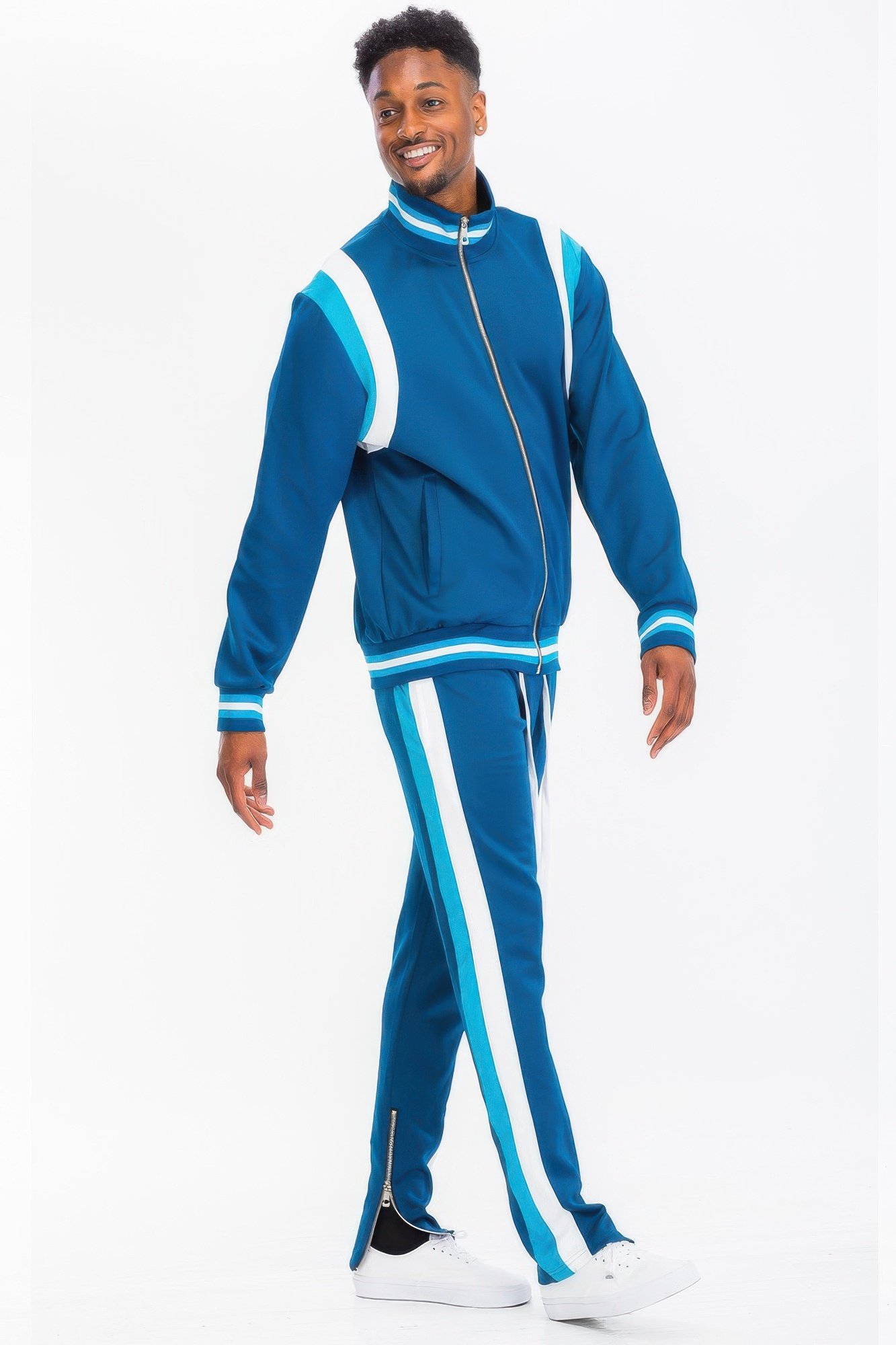 mens stripe color block track set