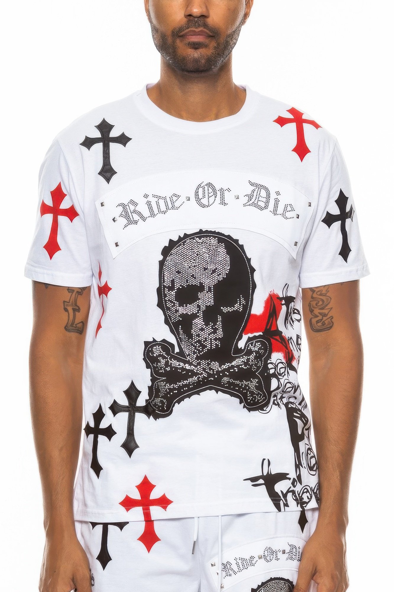 cotton print chome cross thirt