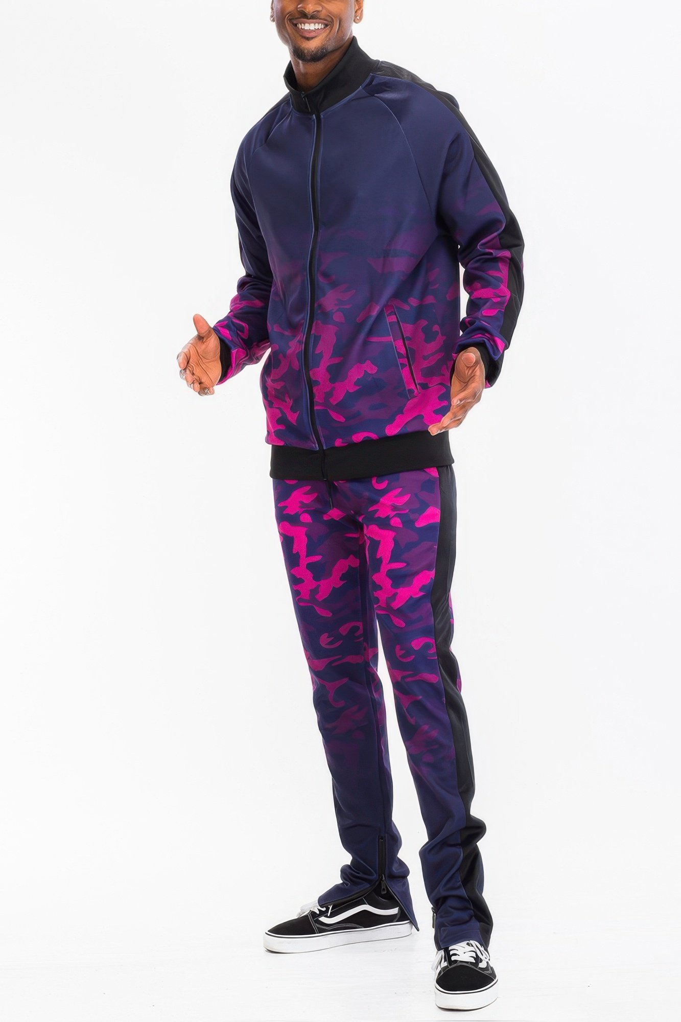 mens camo ombre print track pants