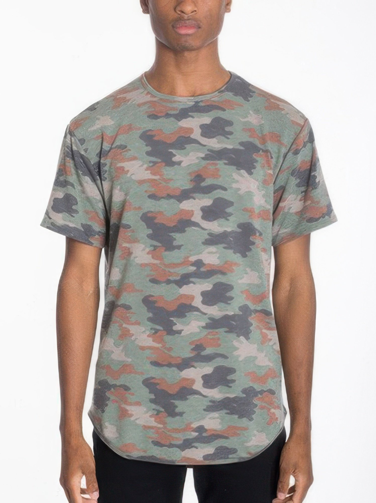 mens camo elongate scallop tee t shirts