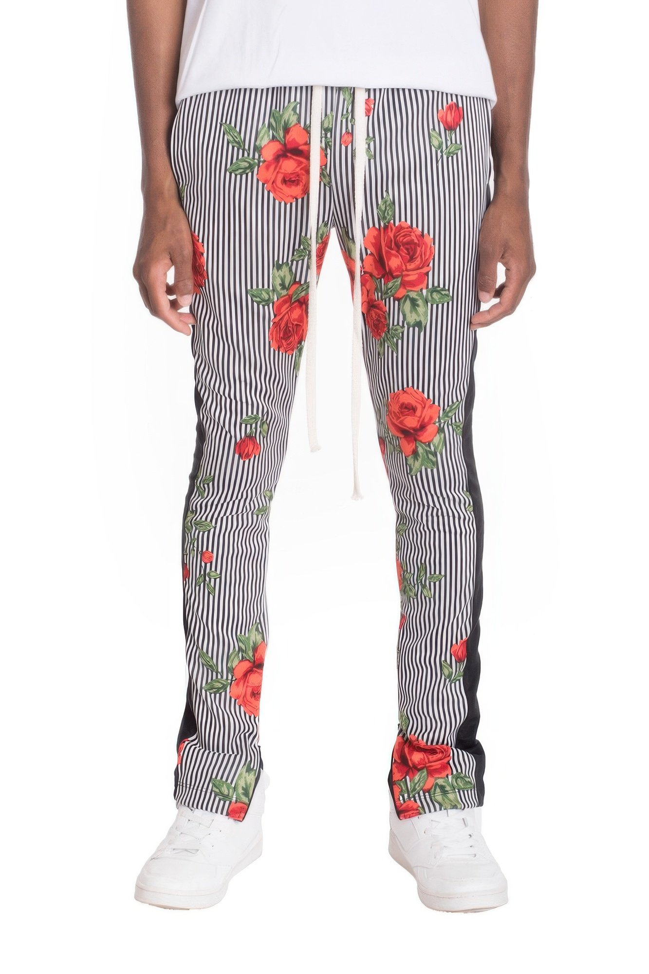 flower stripes track pants