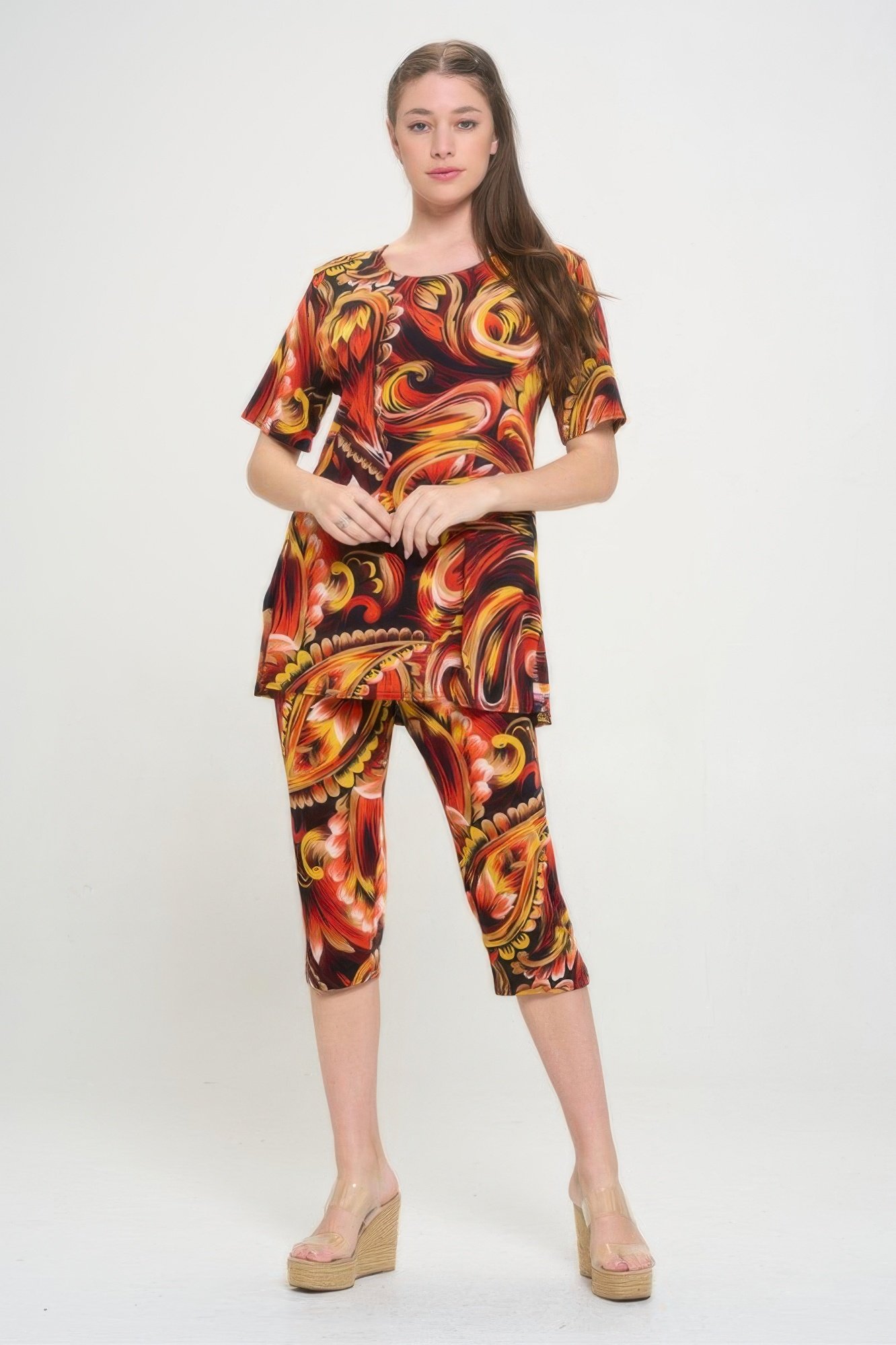 print bns capri pants set