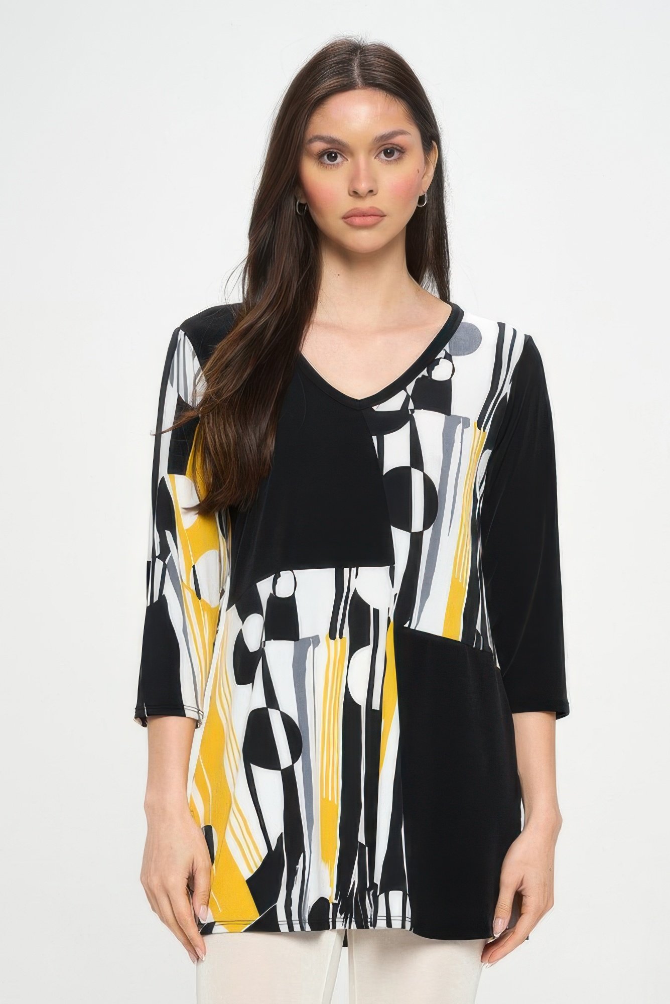 hit contrast v neck tunic top