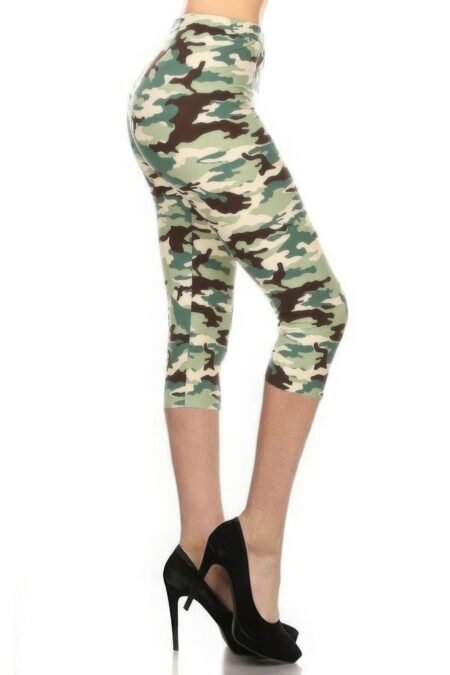 Printed Lined Knit Capri Legging With Elastic Waistband