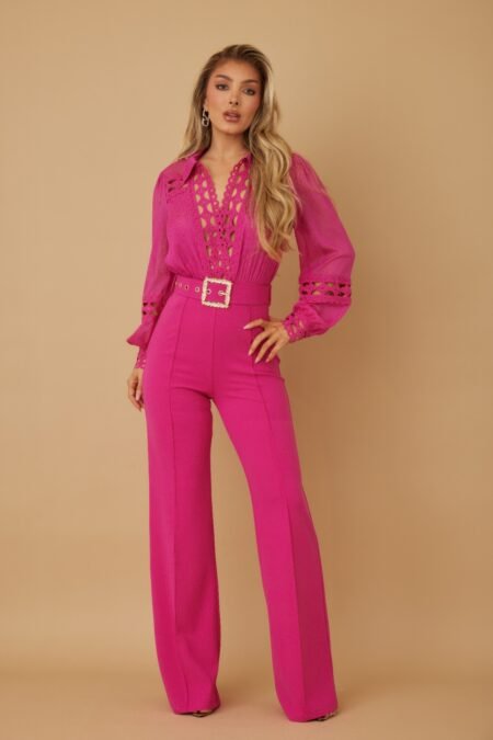 Crochet Detailed Woven Top Fashon Jumpsuit