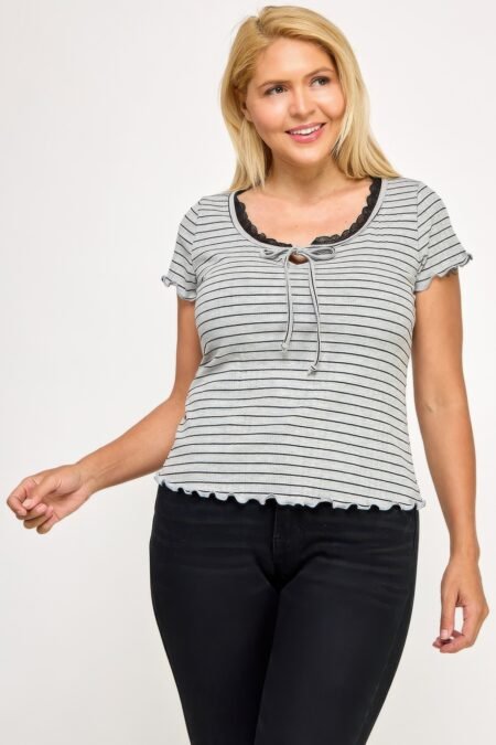 Plus Size Curly Merrow Tie Front Top