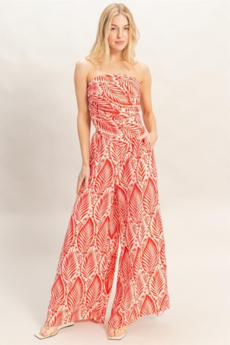 Strapless Top & Pant Print Set