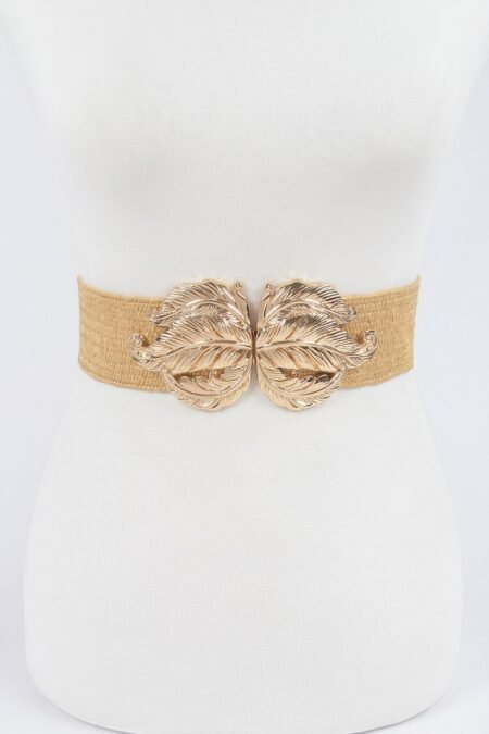 Leaf Metal Buckle Stretch Straw Belt