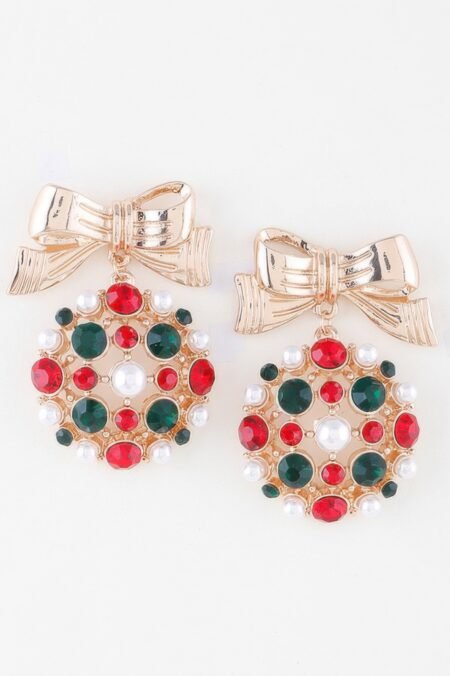 Bejeweled Ribbon Ornament Earrings