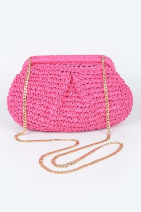 Faux Straw Chain Clutch