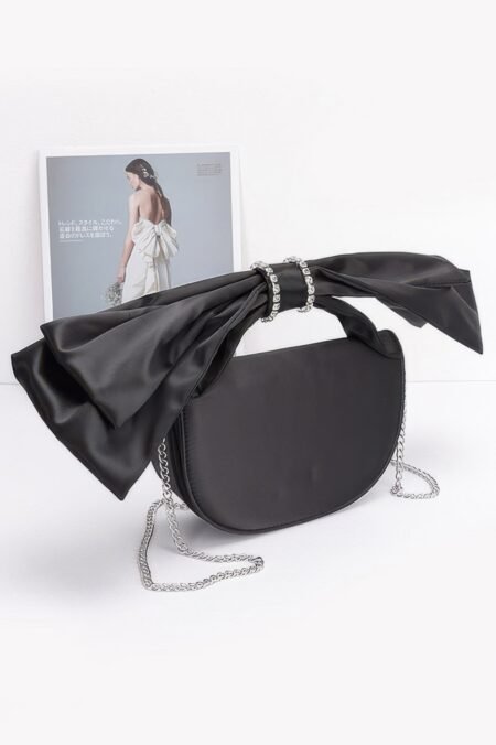 Oversized Bow Handle Satin Crossbody Bag