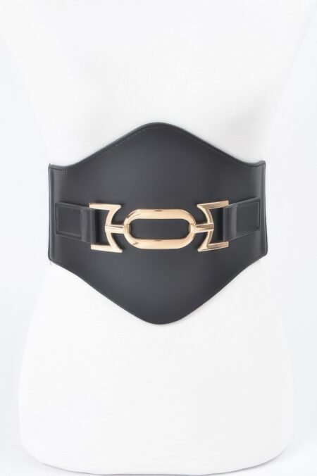 Faux Leather Wide Elastic Belt