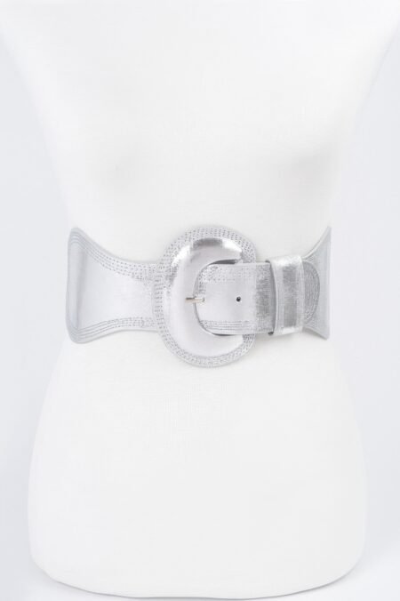 Metallic Fauxleather Metallic Elastic Plussizebelt