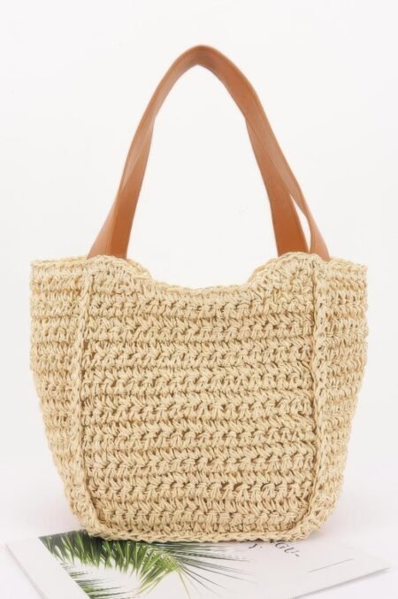 Faux Straw Ribbon Tote Bag