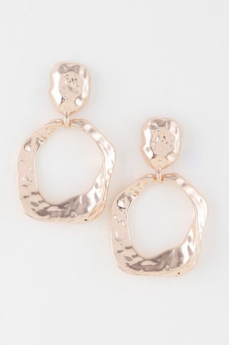 Double Hammered Open Disc Drop Earrings