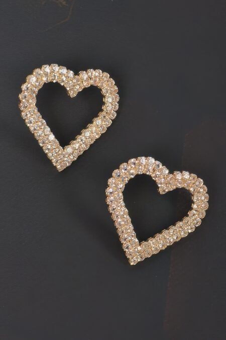Heart Rhinestone Button Earring