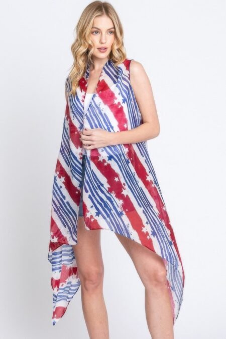 Diagonal Stripes & Stars American Flag Design Vest