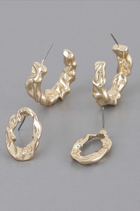 Mini Textured Latch Hoop Earrings Set