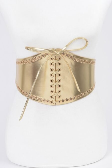 Faux Leather Eyelet Corset Elastic Belt