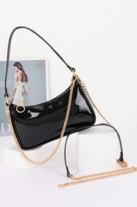 Patent Vegan Leather Chain Shoulder Bag