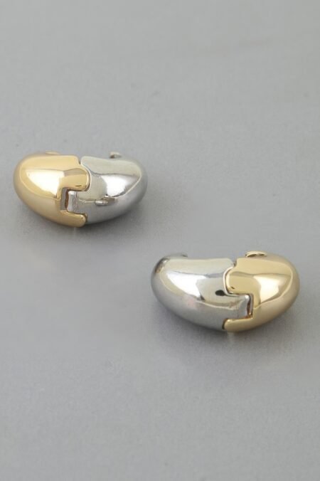 Two Toned Crescent Hoop Earrings