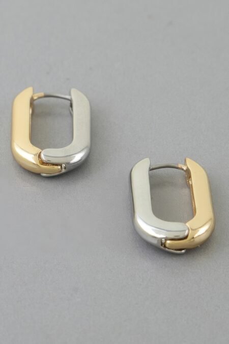 Two Toned Link Chain Hoop Earrings