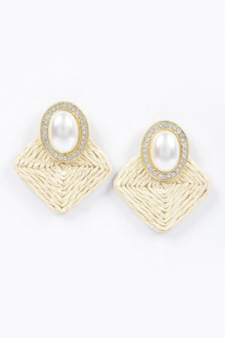 Faux Straw Pearl Earring
