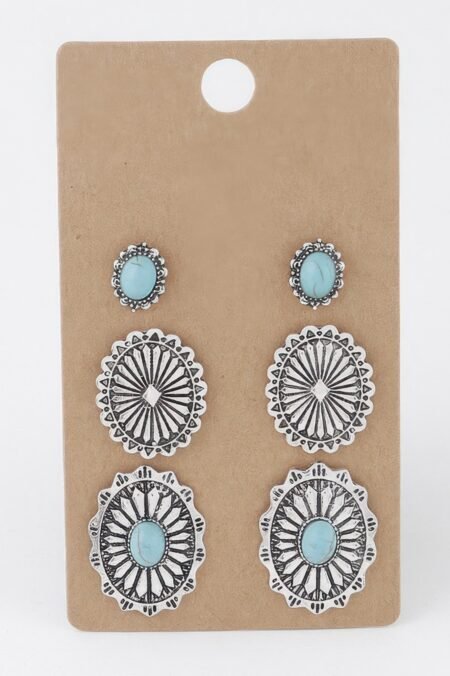 Multi Antique Stone Earrings Set
