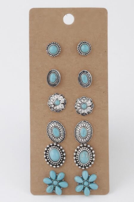 Antique Flower Stud Earrings Set