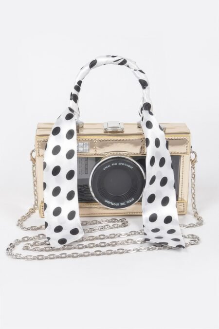 Mirror Vegan Leather Clear Tophandle Camera Clutch