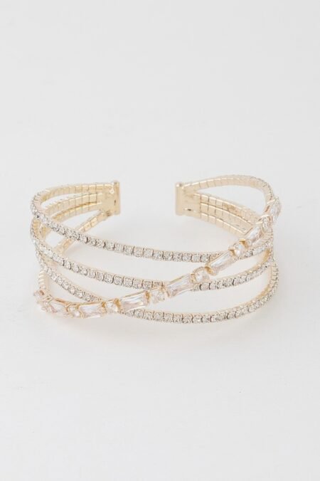Multi Crystal Laced Cuff Bracelet