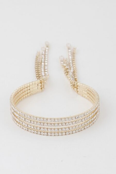 Multi Rhinestone Drop Cuff Bracelet