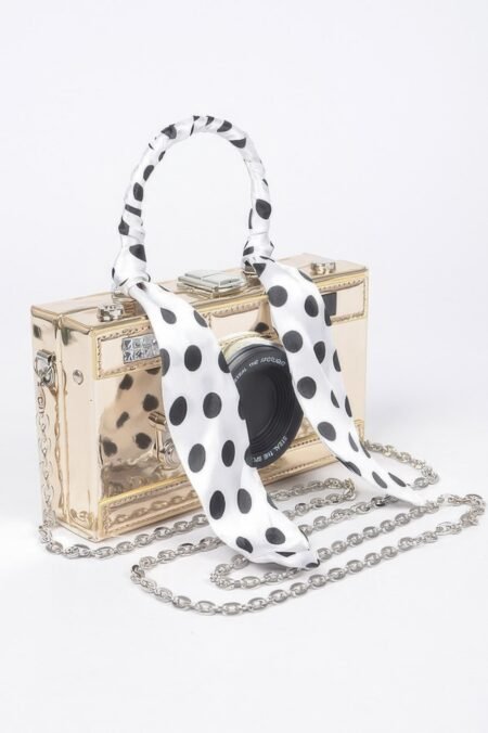 Mirror Vegan Leather Top Handle Camera Clutch