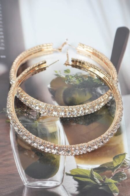 Multi Rhinestone 80mm Hoop Earrings