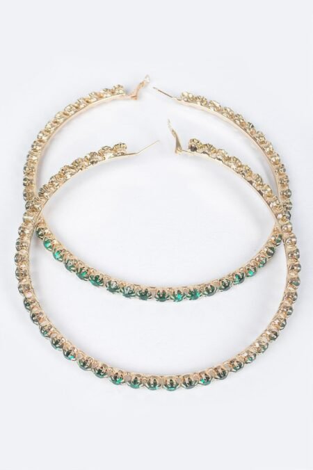 Upside Down Multi Rhinestone Hoop Earring