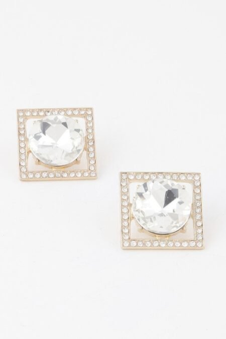 Framed Rhinestone Stud Earrings