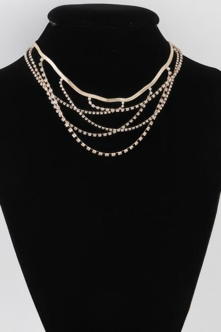 Multi Crystal Laced Strand Necklace