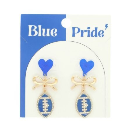 Gameday Heart Bow Football Drop Earrings