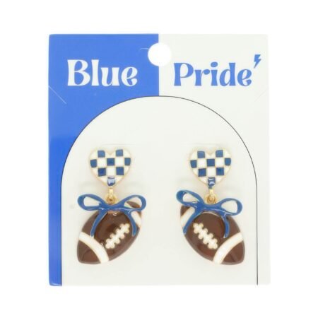 Gameday Heart Bow Football Earrings