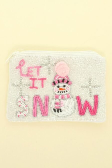 Let It Snowman Rhinestone Seed Bead Coin Bag