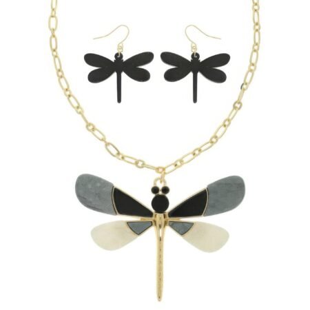 Dragonfly Necklace Set With Earrings